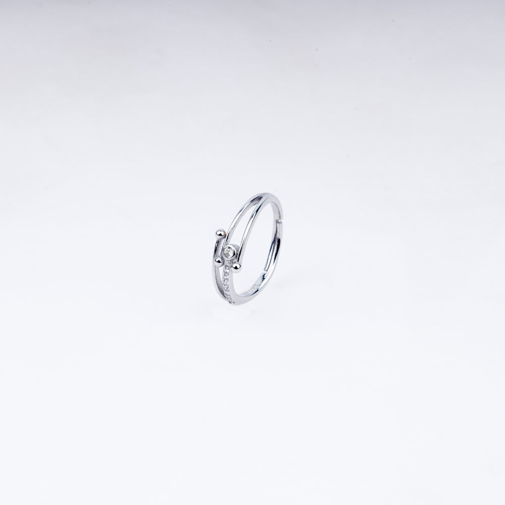 Orbit CZ Ring in 925 Sterling Silver – Adjustable Fit