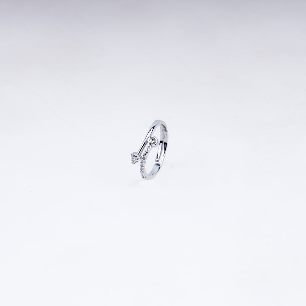 Cupid Curve CZ Ring in 925 Sterling Silver