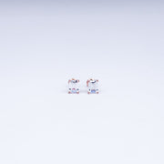 Elegant Baguette-Cut CZ Rose Gold Stud Earrings in 925 Sterling Silver
