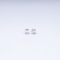 Elegant Baguette-Cut CZ Rose Gold Stud Earrings in 925 Sterling Silver