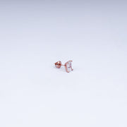 Elegant Baguette-Cut CZ Rose Gold Stud Earrings in 925 Sterling Silver