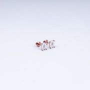 Elegant Baguette-Cut CZ Rose Gold Stud Earrings in 925 Sterling Silver
