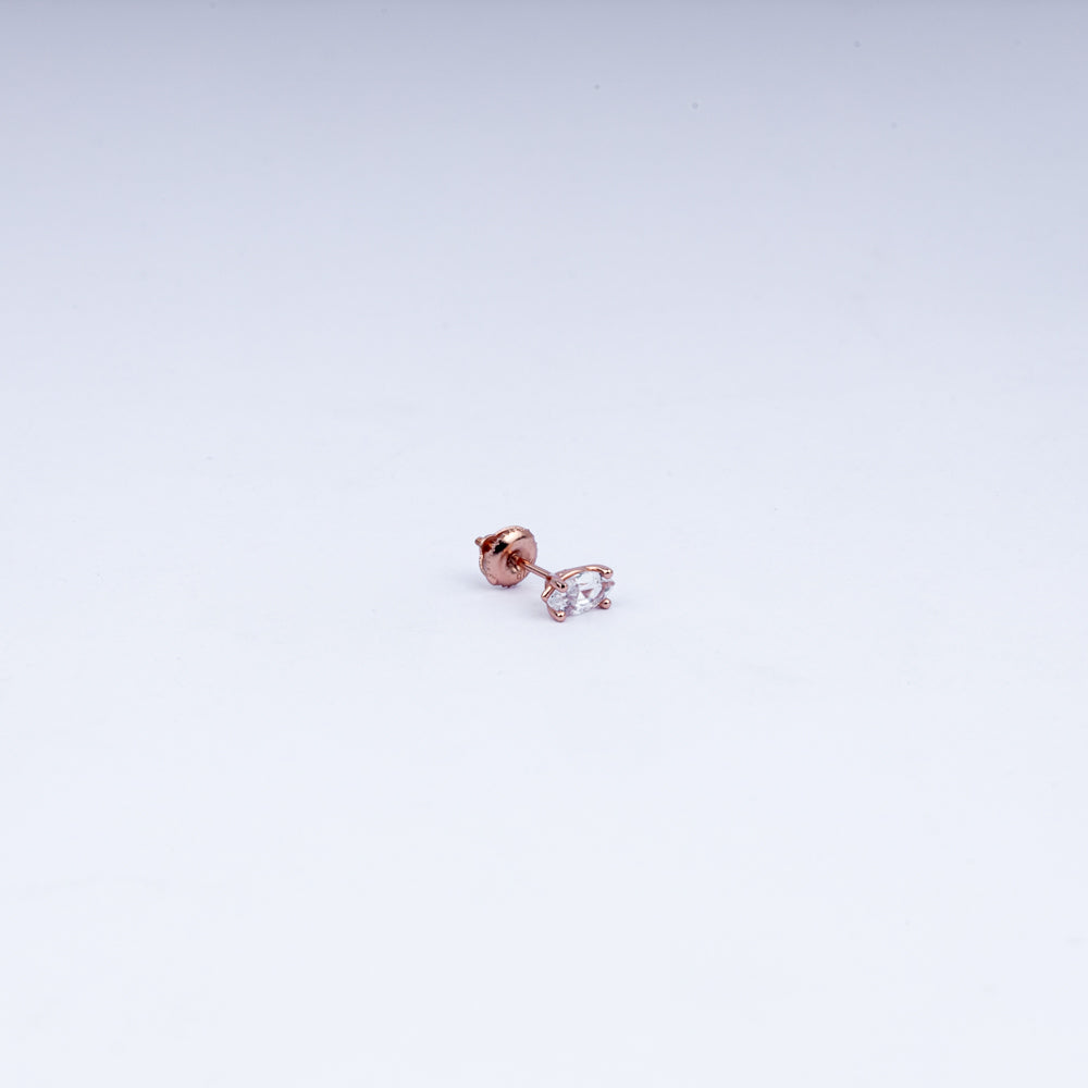 Oval Radiance CZ Stud Earrings in 925 Sterling Silver with Rose Gold Plating