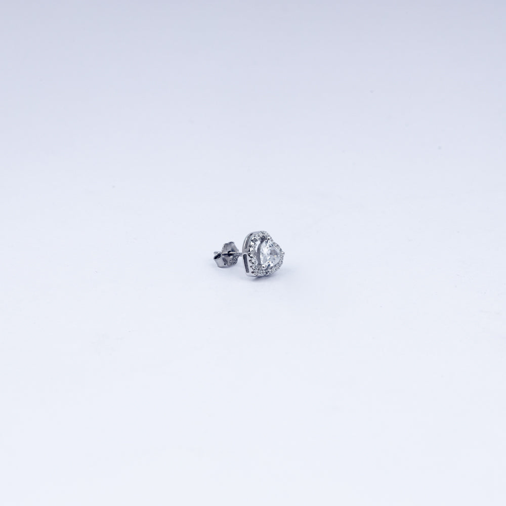 Elegant 925 Sterling Silver Heart Solitaire Earrings with CZ Stone