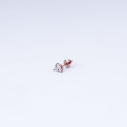 Heart Sparkle CZ Stud Earrings in 925 Sterling Silver with Rose Gold Plating