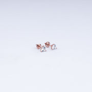 Heart Sparkle CZ Stud Earrings in 925 Sterling Silver with Rose Gold Plating