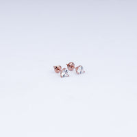 Heart Sparkle CZ Stud Earrings in 925 Sterling Silver with Rose Gold Plating