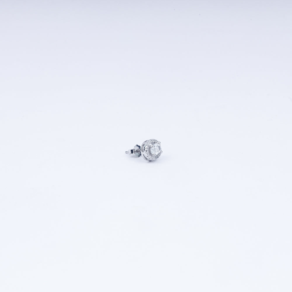 Oval Halo CZ Stud Earrings in 925 Sterling Silver
