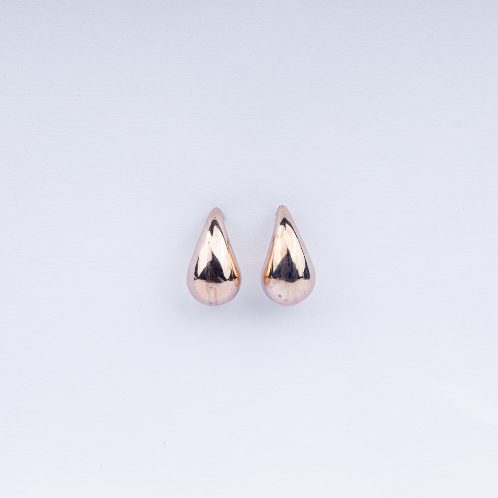 Teardrop Elegance Stud Earrings in 925 Sterling Silver with Rose Gold Plating