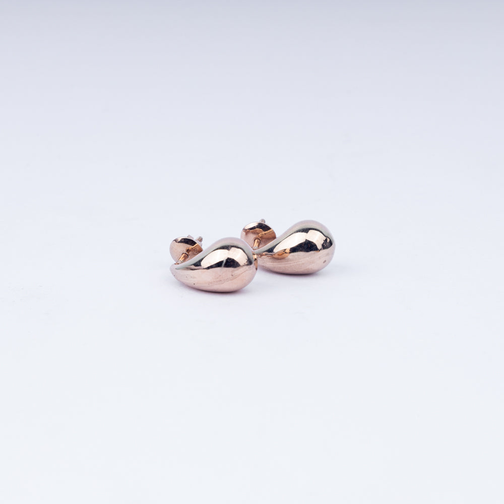 Teardrop Elegance Stud Earrings in 925 Sterling Silver with Rose Gold Plating