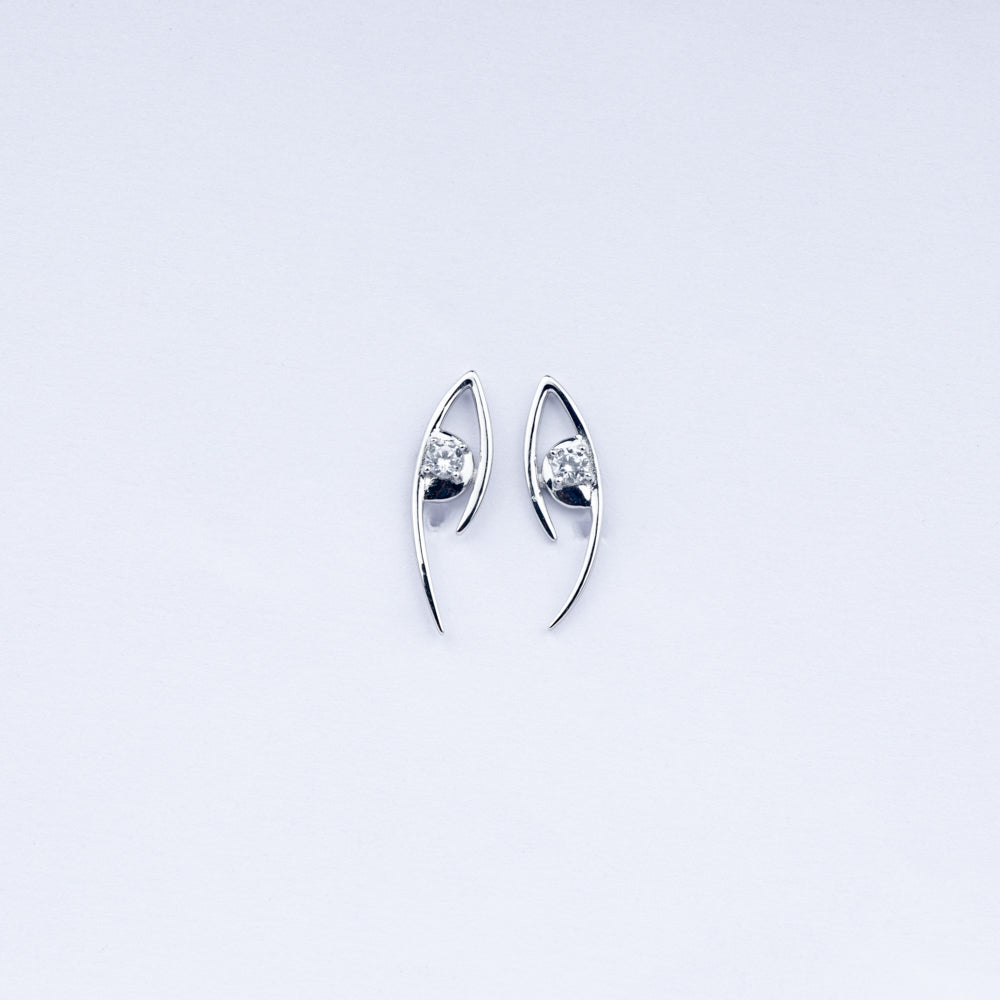 Modern Abstract CZ Stud Earrings in 925 Sterling Silver