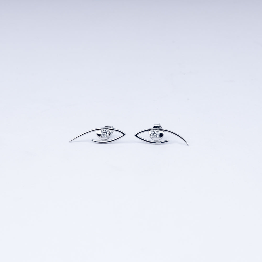 Modern Abstract CZ Stud Earrings in 925 Sterling Silver