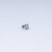 Emerald-Cut Halo CZ Stud Earrings in 925 Sterling Silver