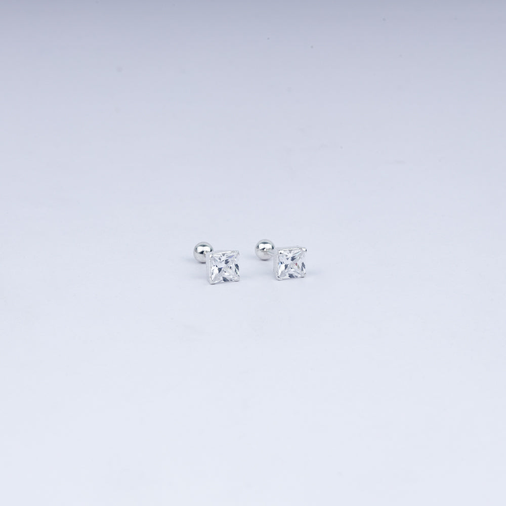 Princess-Cut Radiance in 925 Sterling Silver Stud Earrings