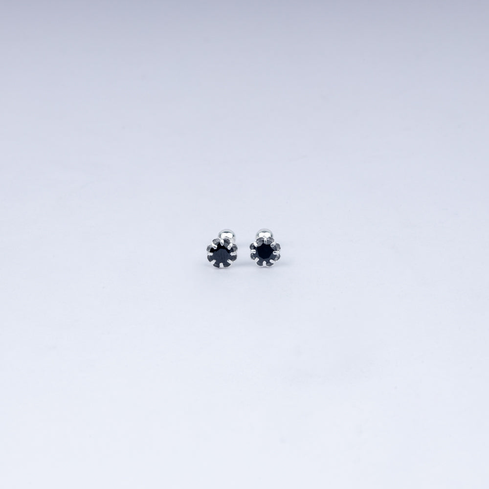 Midnight Black CZ Stud Earrings in 925 Sterling Silver