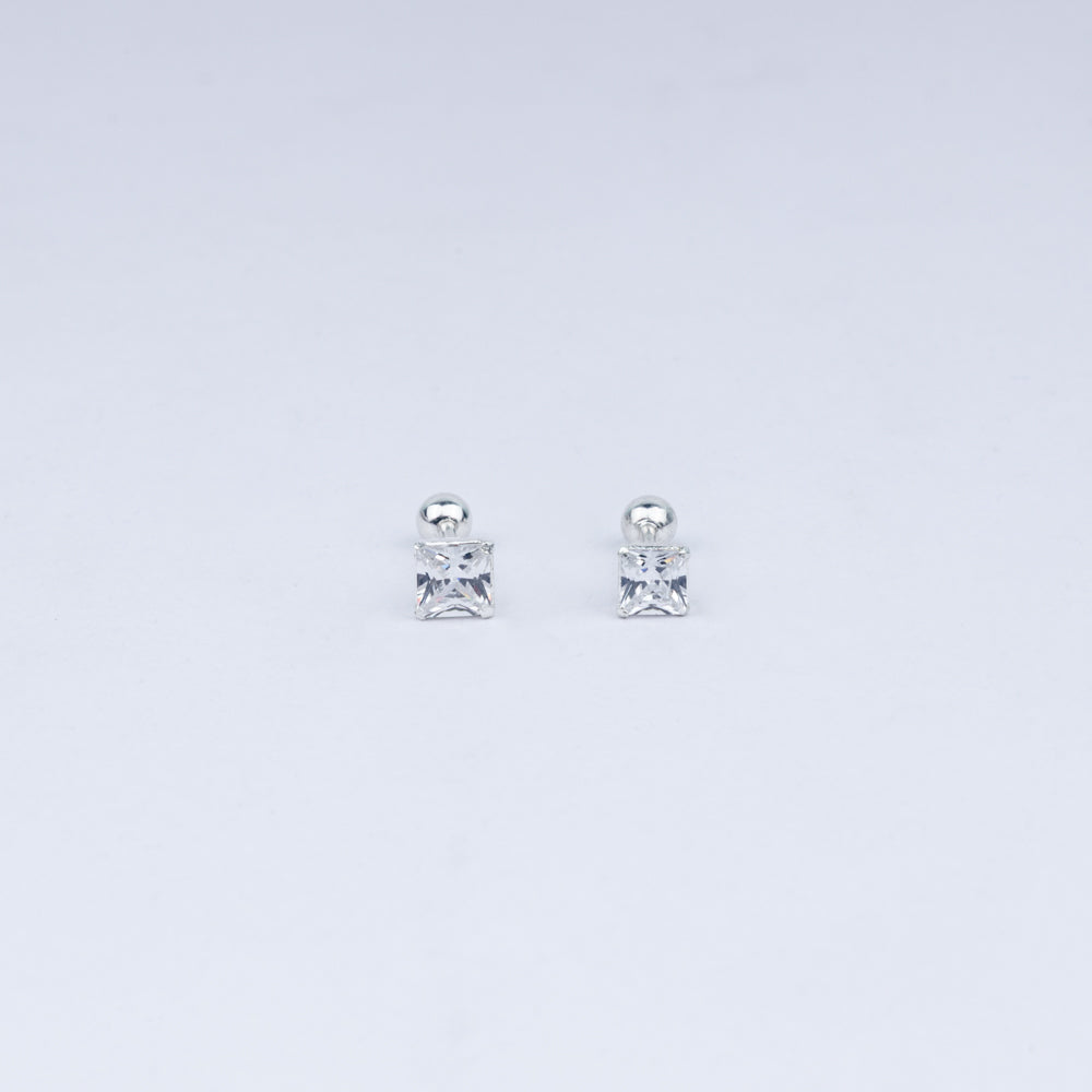 Timeless Square Solitaire CZ Stud Earrings in 925 Sterling Silver