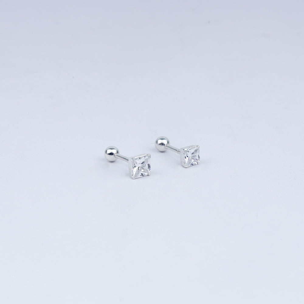 Timeless Square Solitaire CZ Stud Earrings in 925 Sterling Silver