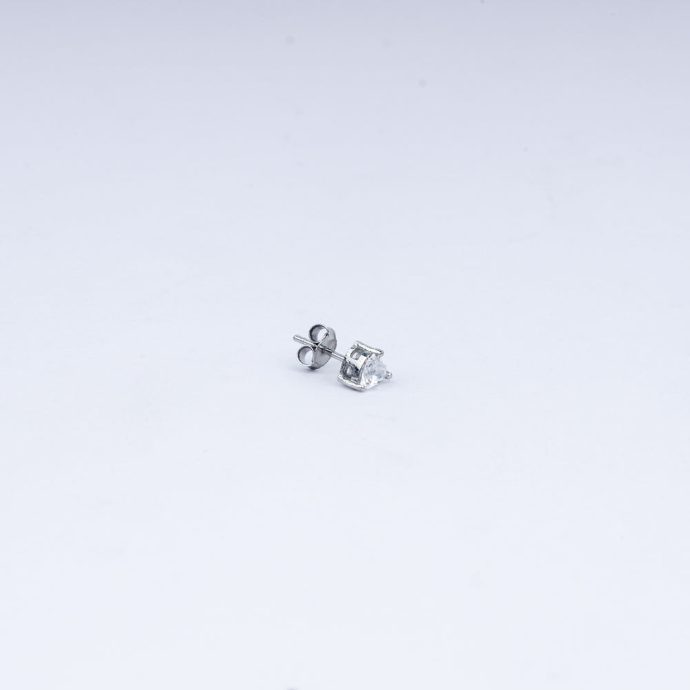 Classic Heart Solitaire CZ Stud Earrings in 925 Sterling Silver