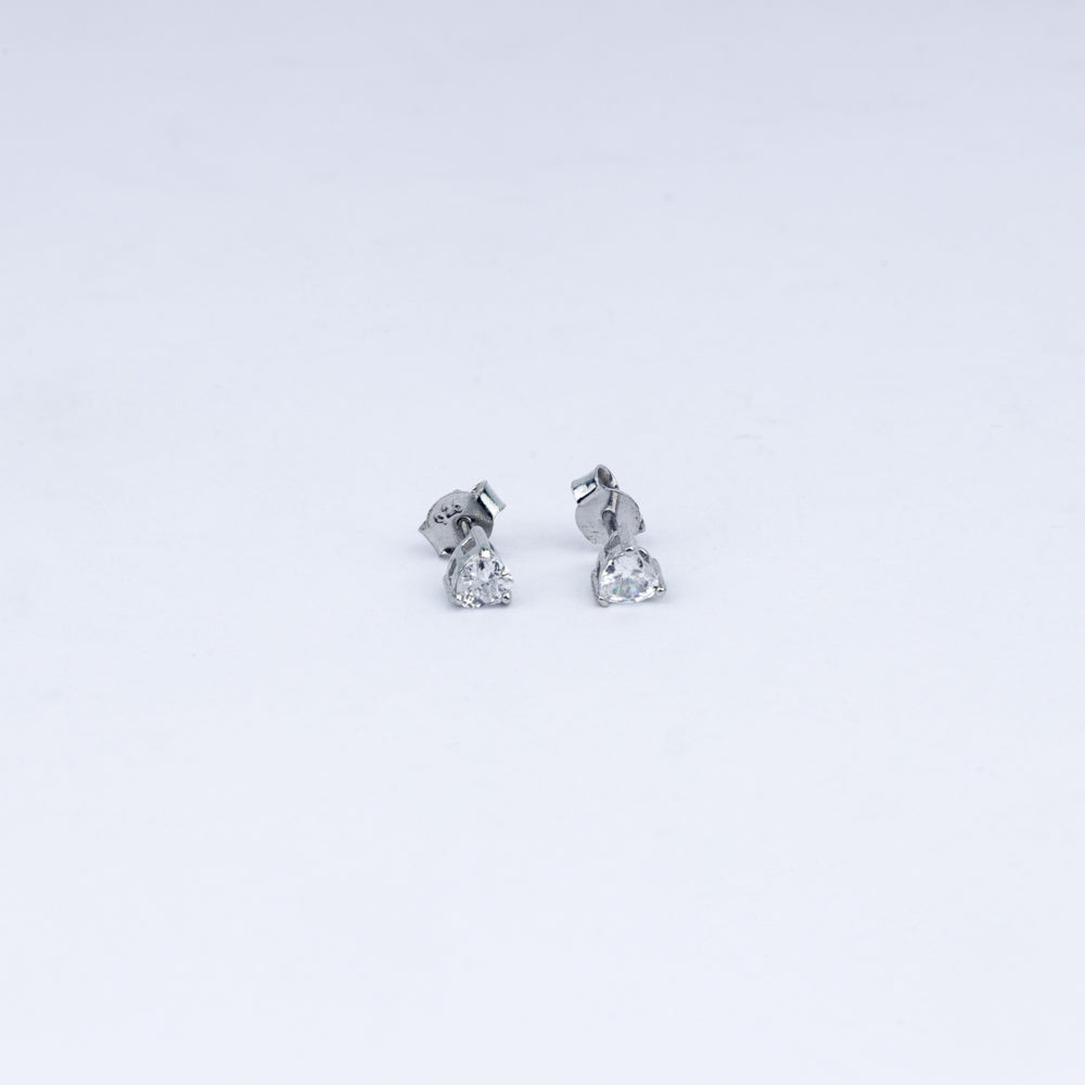 Classic Little Heart Solitaire CZ Stud Earrings in 925 Sterling Silver