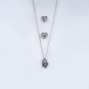 Heart Lock Zircon Necklace Set In 925 Sterling Silver