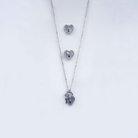 Heart Lock Zircon Necklace Set In 925 Sterling Silver