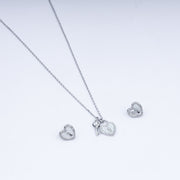 Heart Lock Zircon Necklace Set In 925 Sterling Silver