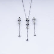 Floral Cascade Necklace & Earrings Set in 925 Sterling Silver with CZ Accents