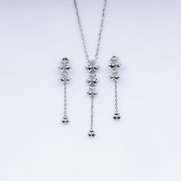 Floral Cascade Necklace & Earrings Set in 925 Sterling Silver with CZ Accents
