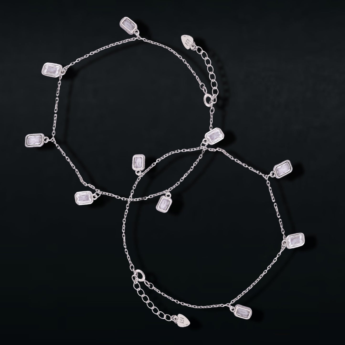 Charming Stone-Accented Anklet In 925 Sterling Silver - Vanika 