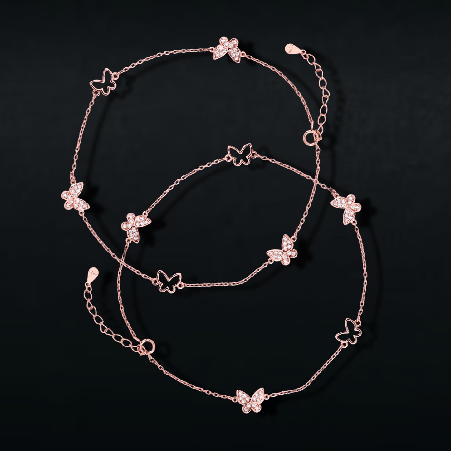 Butterfly Bliss Anklet In 925 Sterling Silver - Vanika 