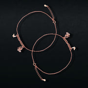 Butterfly Drop Rose Gold Anklet In 925 Sterling Silver - Vanika 