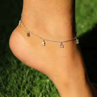 Dazzling Drop Charm Anklet In 925 Sterling Silver - Vanika 