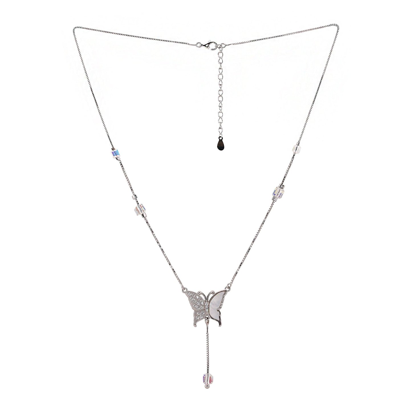 Sparkling Butterfly Charm Chain In 925 Sterling Silver - Vanika 