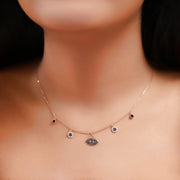 Dual Tone Evil Eye Zircon Necklace Set In 925 Sterling Silver - Vanika 