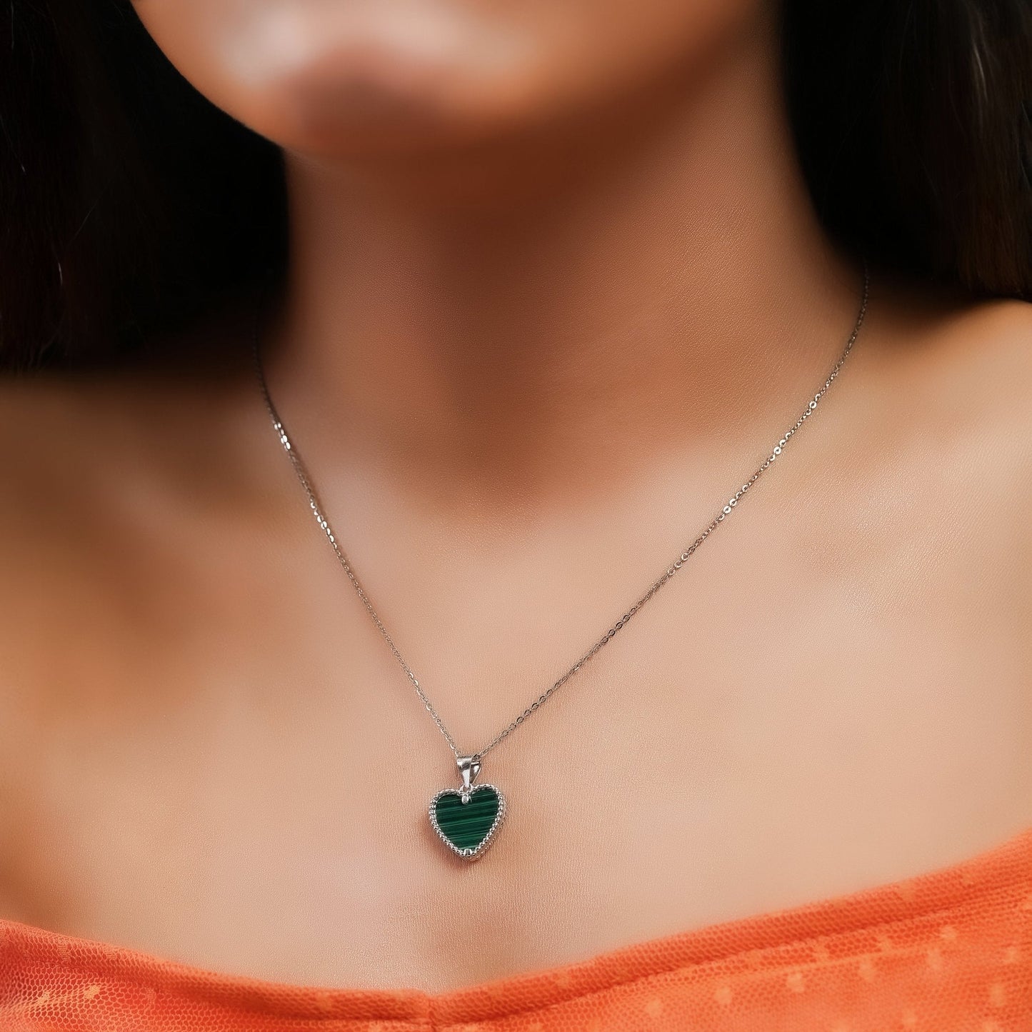 Little Heart Pendant Zircon Necklace Set In 925 Sterling Silver - Vanika 