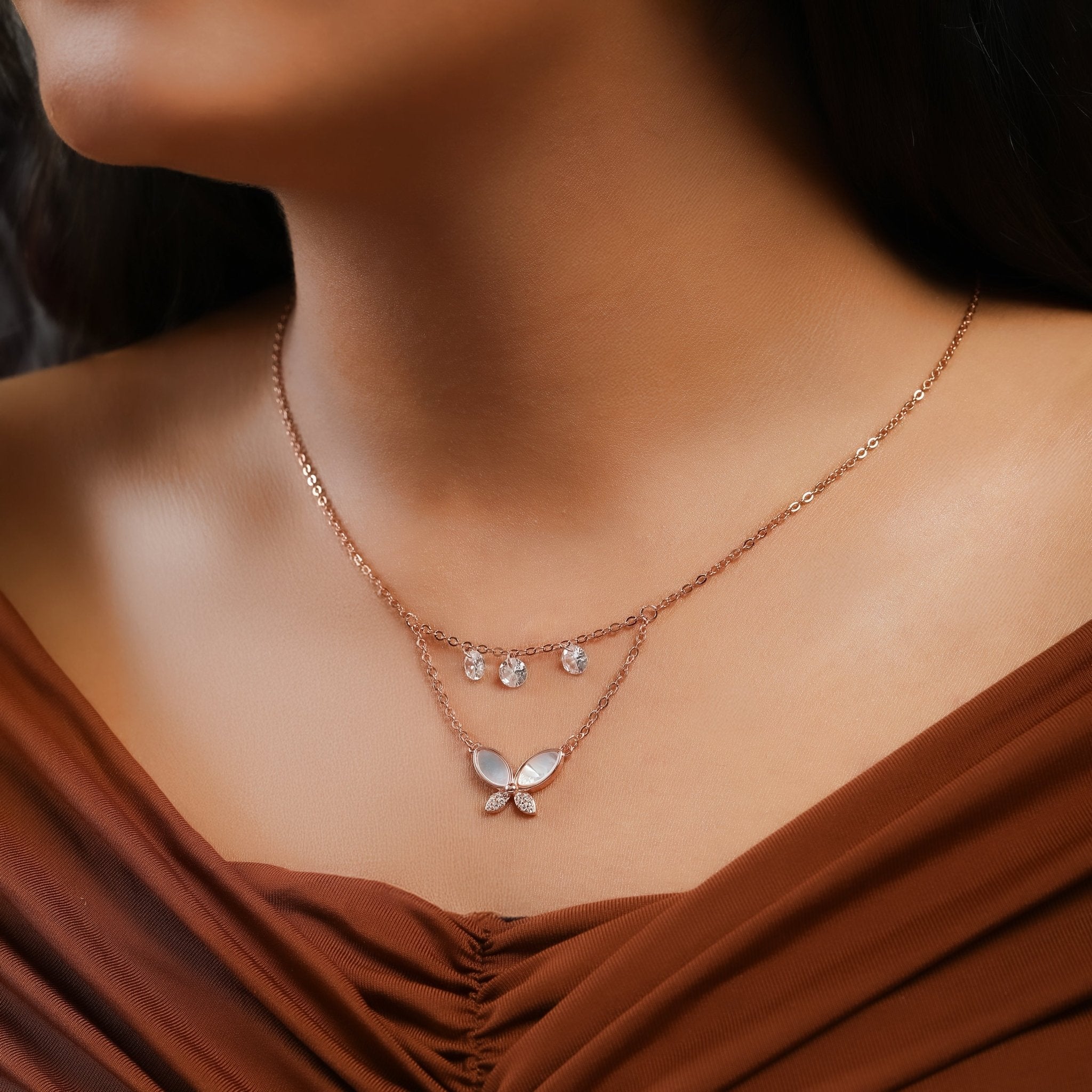 Layered Butterfly Chain In 925 Sterling Silver - Vanika 