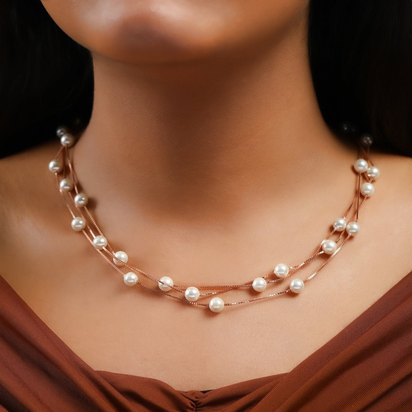 Rosy Pearl Elegance In 925 Sterling Silver Chain - Vanika 