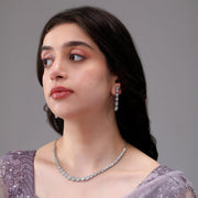 Round Shaped Zircon Necklace Set In 925 Sterling Silver - Vanika 