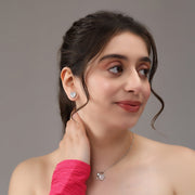 Heart Lock Zircon Necklace Set In 925 Sterling Silver - Vanika 