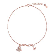 Butterfly Drop Rose Gold Anklet In 925 Sterling Silver - Vanika 