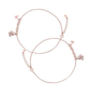 Butterfly Drop Rose Gold Anklet In 925 Sterling Silver - Vanika 