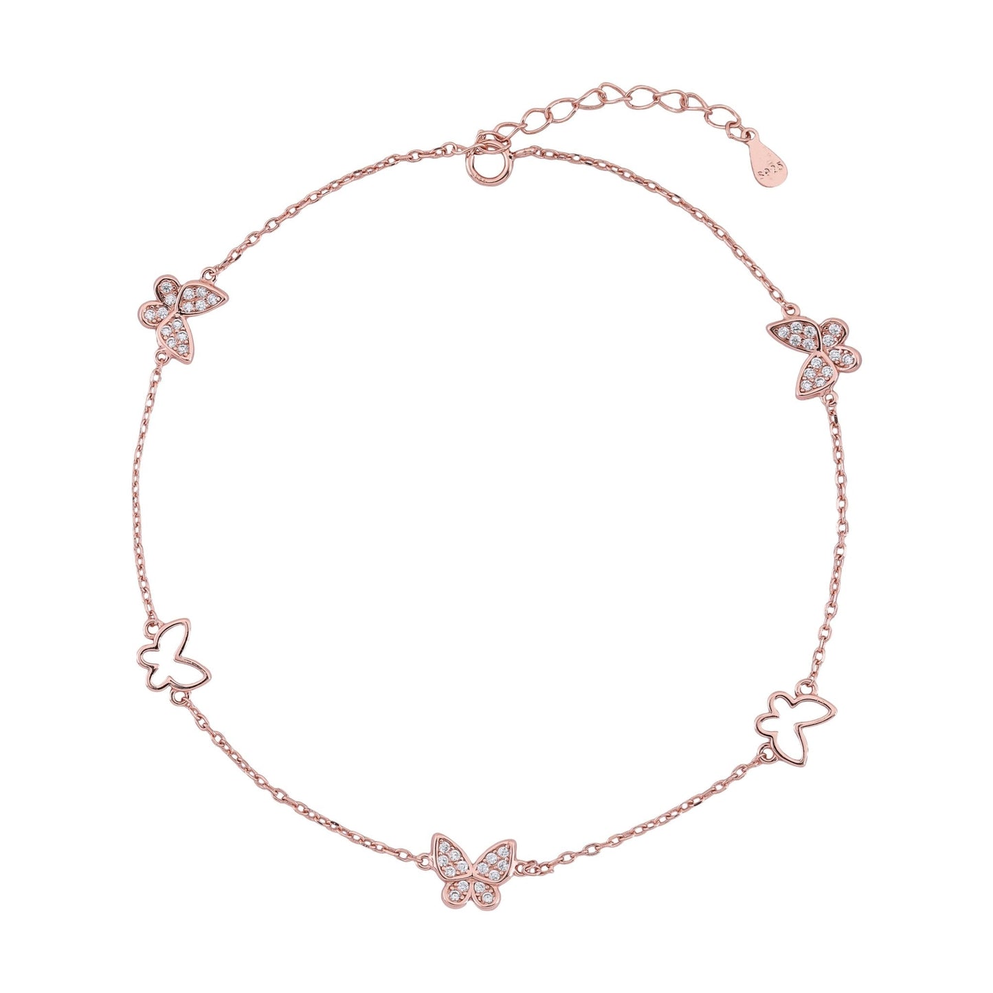 Butterfly Bliss Anklet In 925 Sterling Silver - Vanika 