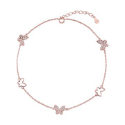 Butterfly Bliss Anklet In 925 Sterling Silver - Vanika 