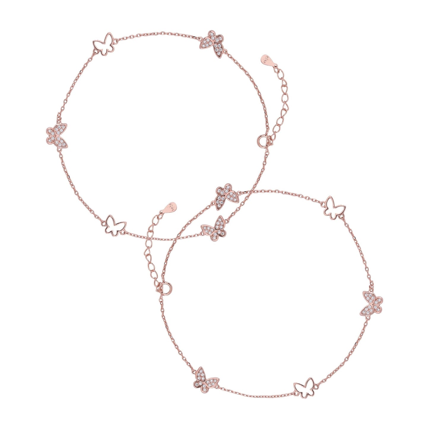 Butterfly Bliss Anklet In 925 Sterling Silver - Vanika 