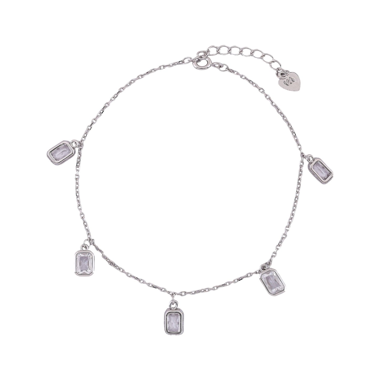 Charming Stone-Accented Anklet In 925 Sterling Silver - Vanika 