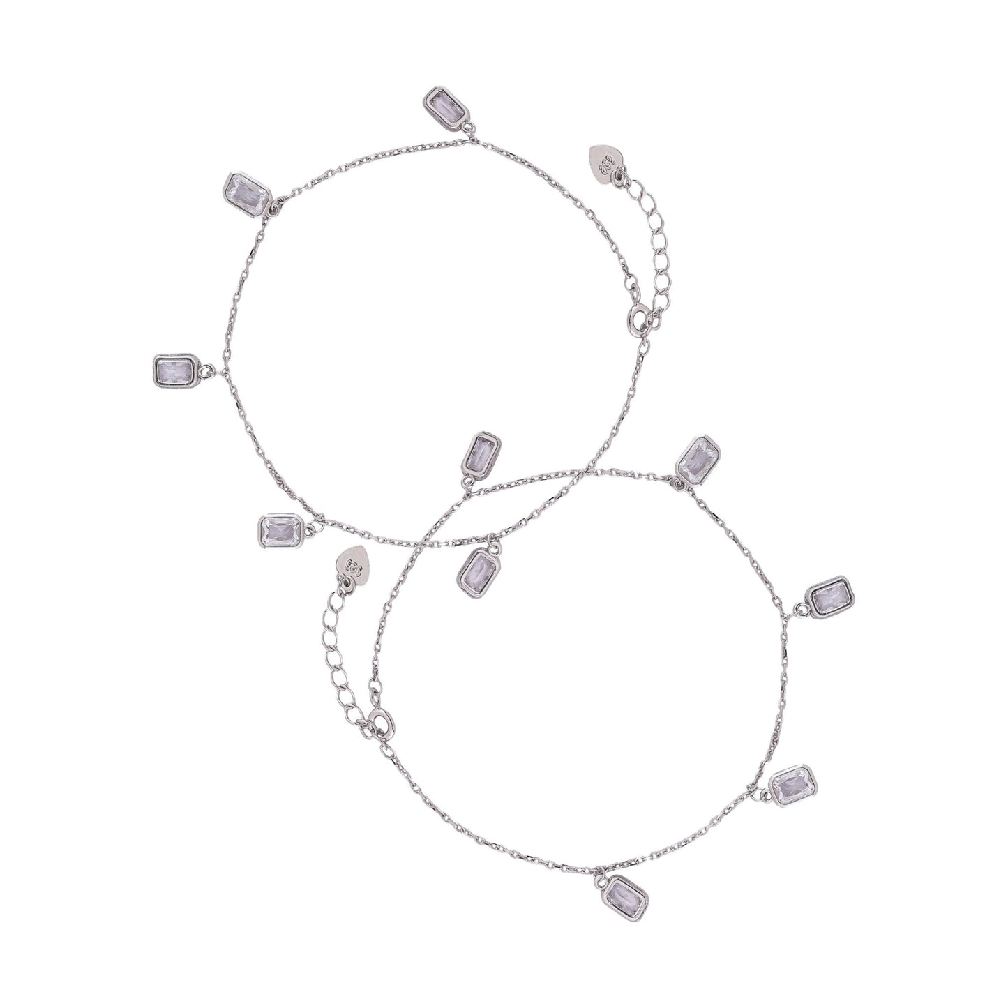 Charming Stone-Accented Anklet In 925 Sterling Silver - Vanika 