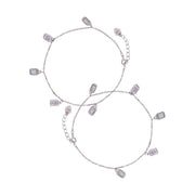 Charming Stone-Accented Anklet In 925 Sterling Silver - Vanika 
