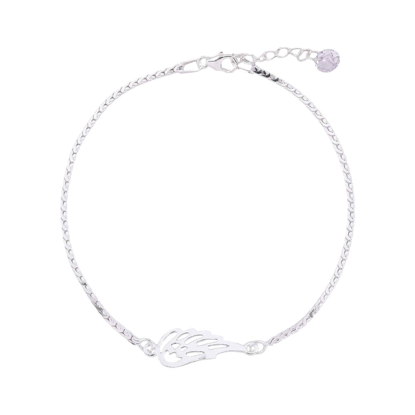 Fluttering Wing Charm Anklet In 925 Sterling Silver - Vanika 