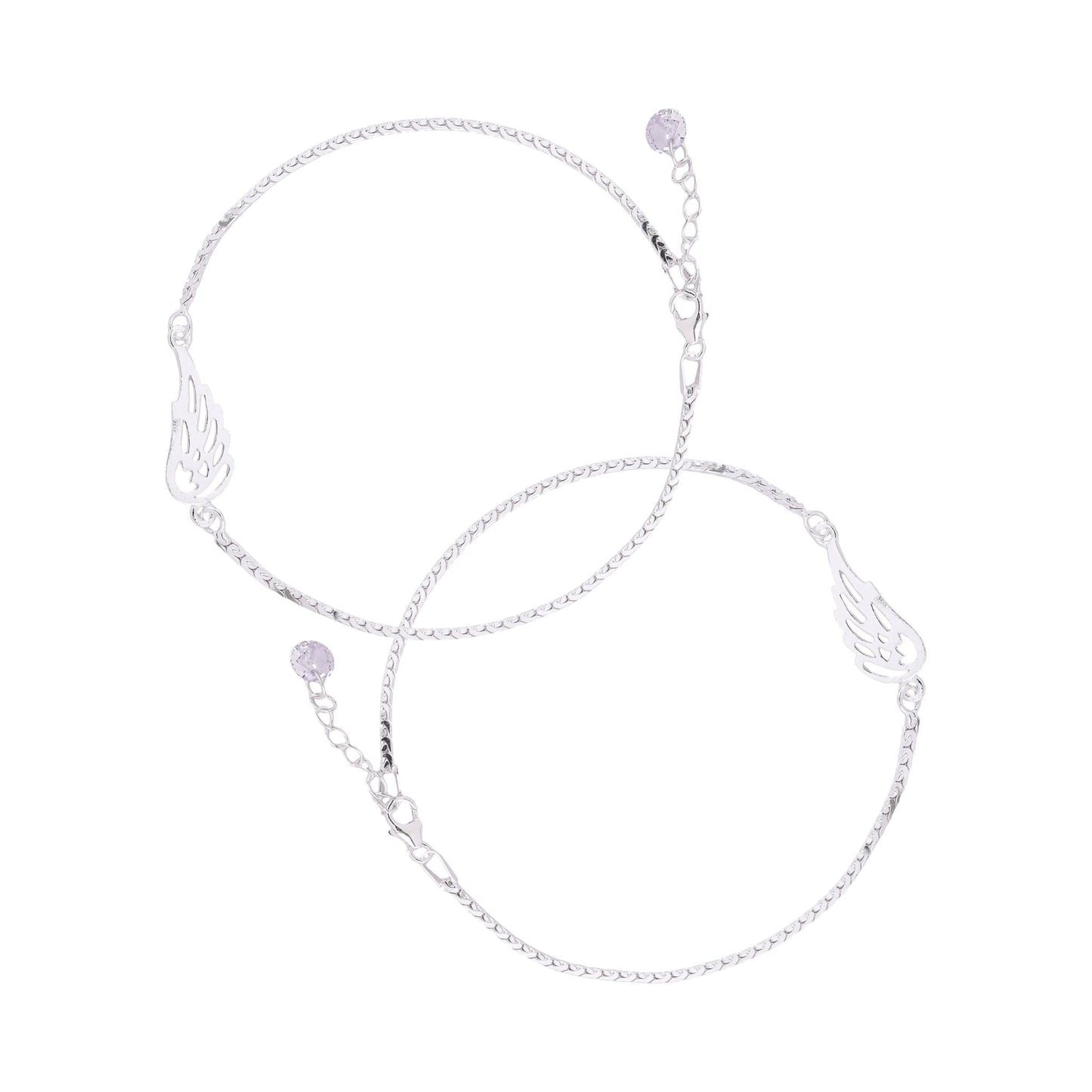 Fluttering Wing Charm Anklet In 925 Sterling Silver - Vanika 