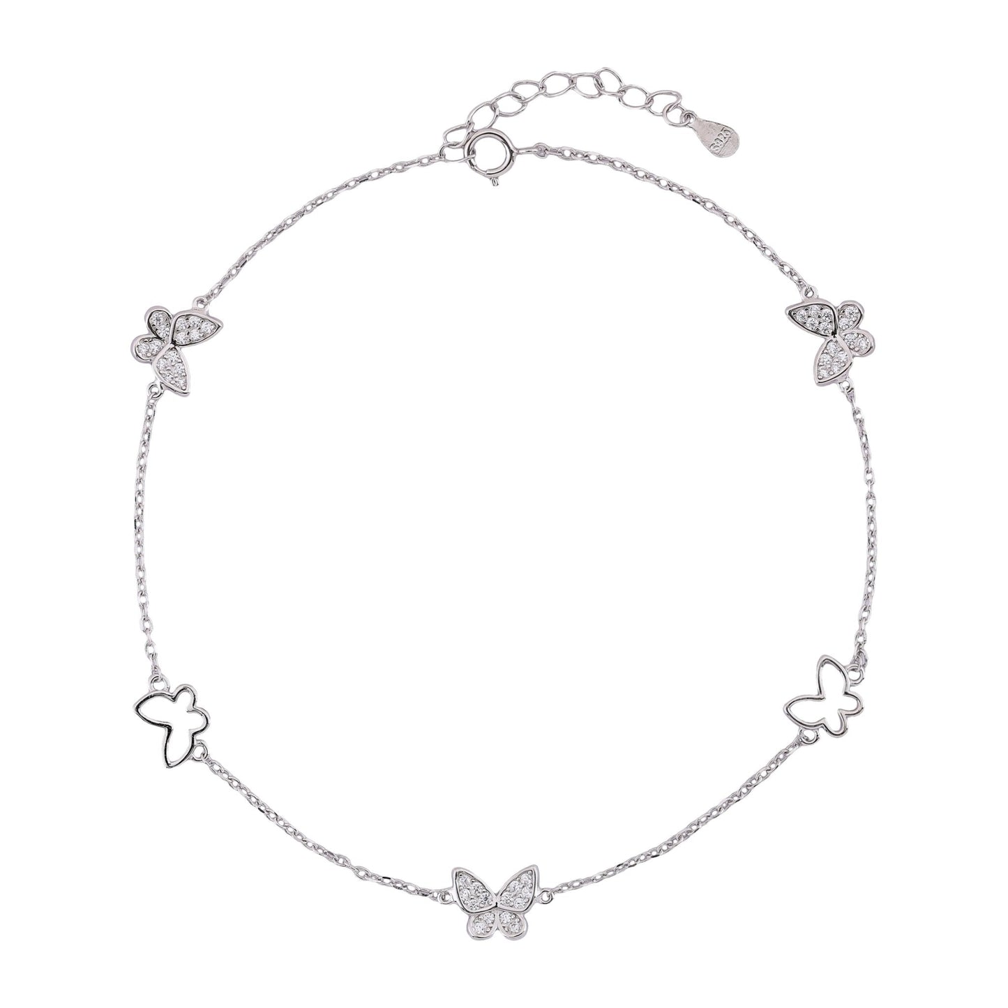 Enchanted Stone Butterfly Anklet In 925 Sterling Silver - Vanika 